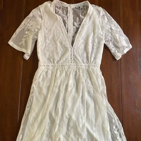 Lace White A-Line Dress - Picture 1 of 2